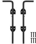 12 Inch Heavy Duty Tough As Nails Gate Drop Rod And Cane Bolt Set With Ground Latch For Wooden Fences And Metal Gates Durable Black Weatherproof Finish Gate Stopper Pin For Holding Gate To Ground 2 Pack