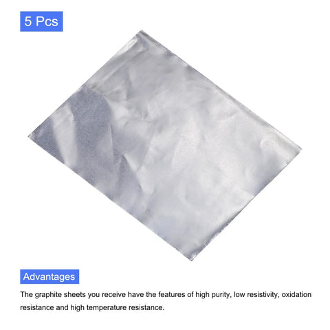 PATIKIL graphite gasket sheets, 5-pack, front view, 250x200x0.3mm, silver
