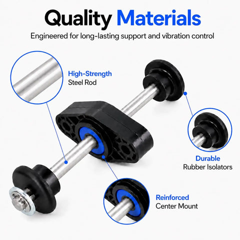 Premium Exhaust Mount Bushing Kit Replaces M136001 Fits Peterbilt 348 379 388 389 And Kenworth T600 T680 T800 W900 Truck Models With Rock Solid Hanger Support Bracket For Smooth Driving and Reliable Performance On The Road Today. steel rod and rubber isolators