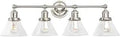 Seeded Glass Vanity Light Four Light Fixture With Dimmable Up Down Glow, Satin Nickel Finish, E26 Socket, 34.9 Inch