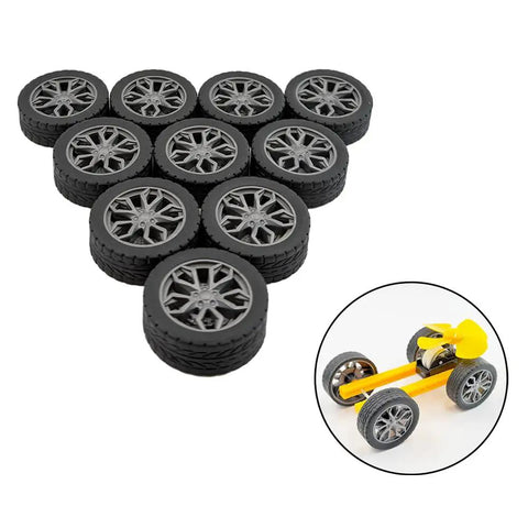 10 Piece Toy Wheel Set For DIY RC Cars And Robots Includes 5 Round Shaft Axles Rubber Wheels 38mm Diameter And 2.5mm Shaft