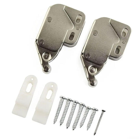 Push To Open Cabinet Latch With Automatic Spring Action High Cycle ABS Door Catch, includes screws and brackets, top view