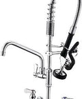 Commercial Pre Rinse Faucet With Pull Down Sprayer Wall Mount Kitchen Faucet For Restaurant Use Pro Grade 20 Inch High Reach Swivel Spout