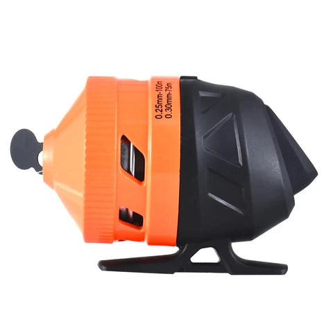 Side view of Spincast Fishing Reel For Beginners With Right Hand Retrieve Easy Push Button Casting and Pre Wound Nylon Line