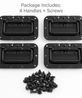 Large Recessed Spring Loaded Steel Handle Set 4 Pack For Flush Mount Cabinets Flight Cases And Racks with mounting screws