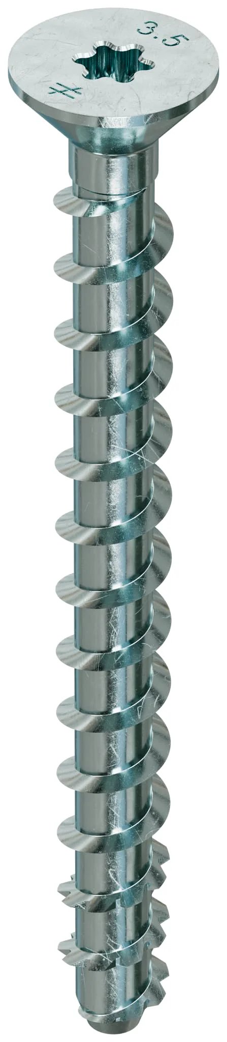 Titen HD 1/4 In X 3-1/2 In Zinc-Plated Countersunk Head Heavy-Duty Screw Anchor with threaded shaft and T30 drive.