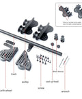 Sliding Barn Door Hardware Kit With Retractable Library Ladder, Round Tube Track System For Home Use, 10Ft Or 20Ft Rail components