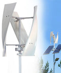 13000W Wind Turbine Kit With MPPT Controller For 12V 24V Systems showing three-blade design against clear blue sky with solar panels