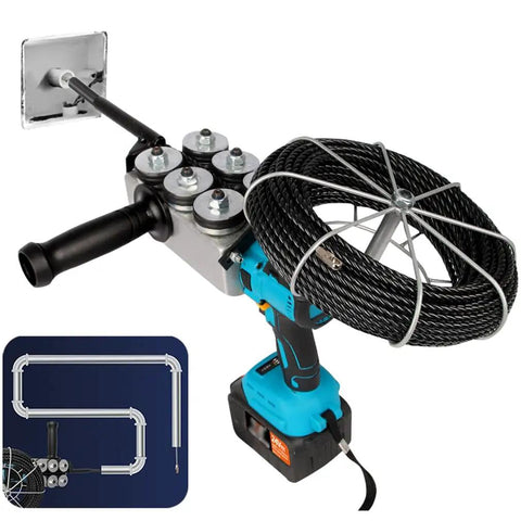 Badass Cordless Wire Threader And Through Wall Cable Puller with black wire spool and ergonomic handle for electricians.