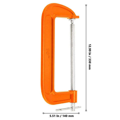 Two Pack 10 Inch C Clamp Set For Woodworking And Metalworking Heavy Duty Cast Iron C Clamp With 8.7 Inch Jaw Opening And 3.7 Inch Throat Depth Durable Orange Finish