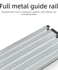 Full metal guide rail of the 1200W Mini Metal Lathe Machine For Woodworking And Metal Polishing, showcasing stability and cooling fan.