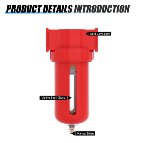 Aluminum Air Moisture Filter Desiccant Dryer for Air Compressor With Manual Drain One Quarter Inch NPT Ports Zero To One Hundred Forty Two PSI