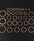 Super Sweet 570pcs Copper Washer Assortment Kit With 30 Metric Sizes Nice For Auto Repair And Home Plumbing Jobs Plastic Organizer Holds Sump Plugs Hydraulic Fittings Oil Seals Easy Find Compartments Keep Gear Tidy On Trucks Or Cars, copper washers on black background