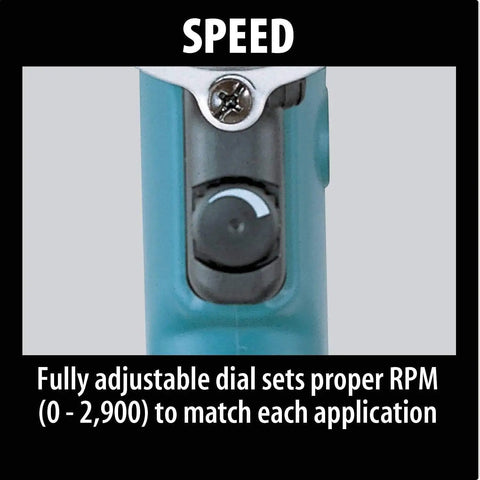 Close-up of Beefy Three Quarter Inch Hammer Drill With LED Light, 6.6 Amp Power showing variable speed dial for 0 to 2900 RPM control.