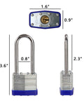 Two Pack Heavy Duty Padlocks Keyed Alike With Extra Long Two And Three Eighths Inch Shackle And Forty Millimeter Laminated Steel Lock