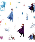 Frozen 2 Peel And Stick Wall Decals Set With 21 Removable Pieces For Smooth Surfaces Easy To Apply And Reposition Create A Cozy Playroom Wall Art Space For Kids featuring Elsa, Anna, Olaf, and decorative motifs