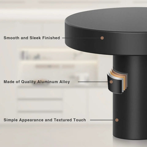 Two Pack Round Cabinet Knobs And Drawer Pulls Matte Black For Bifold Barn Doors, Durable Aluminum Alloy Hardware With Smooth Grip, Easy Install, Must Have For Everyday Home Renovation. Matte black aluminum alloy knob close-up.