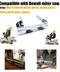 Rock Solid Crown Molding Stop And Dead Simple Workpiece Guide Replacement Accessory For DeWalt Miter Saw, 6.5x4.5 inch steel bracket in use.