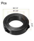 1 3 Eighth Inch Bore Double Split Carbon Steel Shaft Collar With Set Screw Heavy Duty Clamping Collar Black 2 Pack shown with dimensions