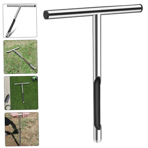 Soil Sampling Tool With T-Handle, Stainless Steel Core Probe For Contractors And DIY Farmers, shown performing field tests