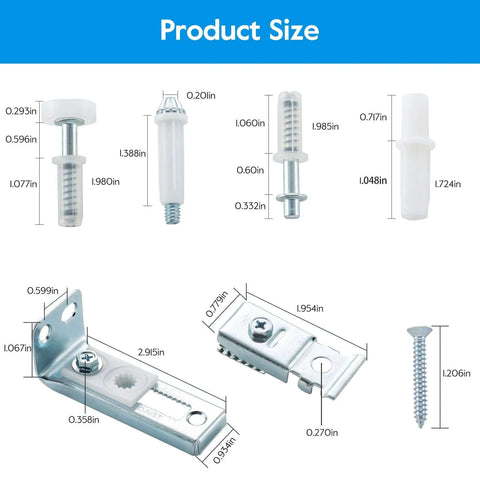 Bifold Door Hardware Repair Kit, 2 Pack For Bi Fold Sliding Closet Doors Replacement Parts with brackets and guide wheels.