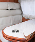 Heavy Duty RV Cabinet Door Hinge With Hydraulic Soft Close on camper table, steel hinges for overhead cabinets