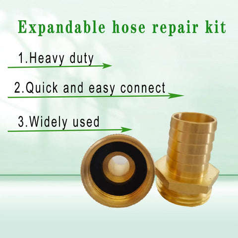 Brass Garden Hose Adapter Kit Heavy Duty Hose Mender For Quick Fix with brass and gasket components visible