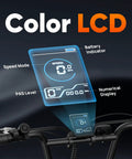 Color LCD display showing speed, PAS level, and battery for Fat Tire Electric Bike For Adults With 28 MPH Top Speed, 48V Power.