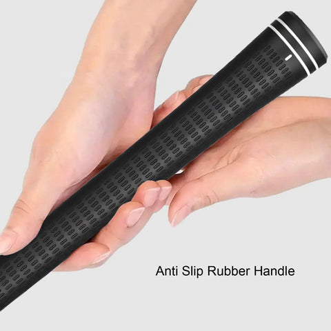 Close-up of anti-slip rubber handle on Indoor Golf Swing Trainer 47 Inch With Audio Feedback Perfect For Home Office And Living Room Boost Swing Path Muscle Memory And Consistency Portable Space Saving Practice Aid.