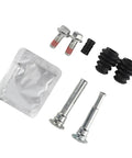 Top Tier Front Brake Caliper Guide Pin Kit With Heavy Duty Metal Slider Pins And Smooth Bushings For MK7 Service 2008 To 2022 OEM Match Replaces Part Numbers Like 113-1426X And D7110C So You Can Fix That Squeaky Rattling Noise And Keep Your Ride Safe On. front brake guide pin kit with metal pins, rubber bushings, and boot covers