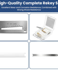 SC1 SC4 Rekey Kit For Lock Cores 500 Piece Pack With Pro Grade Bottom Pins, metal gauge, plastic case, follower, tool visible.