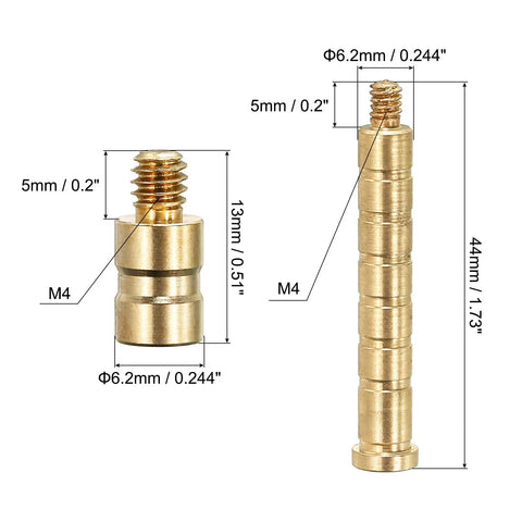Pro Grade Brass Arrow Inserts 6 Pack 25 Grain And 100 Grain For 0.244 Inch Shafts Weight Bolts With Dimensions M4x5mm Threads
