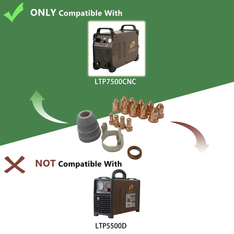 Pro Grade Consumables Kit For NT75CNC Torch On LTP7500CNC And LTP8050CNC, Includes 10 Nozzles And Tips, 4 Electrodes, Stand Off