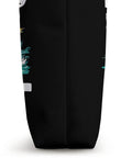 Side view of Dope Paddler Tote Bag For Dragon Boat Racing Fans And Dragonboating Crews showing black polyester fabric design