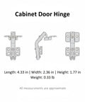 Corner Cabinet Door Hinge for Angled Frames, Built to Handle Tight Angles and Non Standard Angles, Cold Rolled Steel Hardware diagram