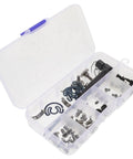 Heavy Duty Sewing Machine Replacement Screw And Spring Kit For Industrial Flat Machines, All-In-One Metal Fasteners Set With Bobbin Case Spring, Needle Plate Screws, Universal Compatibility, Sturdy Parts in clear organizer box