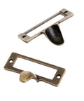 Close-up of Six Pack Antique Brass Label Frame Card Holder Drawer Pulls 2.12 by 1.18 inch zinc alloy hardware