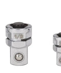 Close-up of Four Piece Ratcheting Wrench Set With Ultra Thin Ratchets Locking Box End Built Tough For Real World Use adapters.