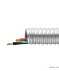 Half Inch Galvanized Steel Flexible Conduit, 25 Foot Roll, Built For Tight Spots, with wires showing, Greenfield Electrical