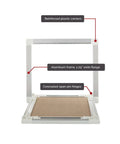 Heavy Duty Touch Latch Tile Access Door For Walls Featuring Seamless Concealed Design with aluminum frame and reinforced corners.