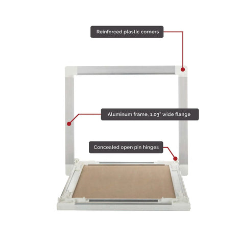 Heavy Duty Touch Latch Tile Access Door For Walls Featuring Seamless Concealed Design with aluminum frame and reinforced corners.