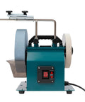 Badass 10 Inch Water Cooled Knife Sharpening Machine 240W Electric Bench Grinder side view with dual sharpening wheels.