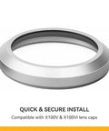 NC UV Silver Frame Lens Protector Filter For Fujifilm X100 Series Cams, Ultraviolet UV Protection, silver frame close-up view