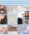 About 100 Pcs 316 Stainless Steel Earring Hooks 2mm V Shape Ear Wires With 200 Pcs Open Jump Rings For DIY Earring Jewelry Making Kit In Handy Plastic Box showcased in various earring designs and applications.