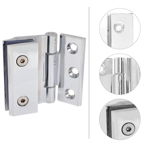 Heavy Duty Zinc Alloy Glass Door Hinge With Silver Finish For Bathroom And Wine Cabinets, Delivers Long Life And Smooth Even Opening And Closing Forces, Brushed Surface Resists Wear For Frameless Showers And Cabinets, close-up