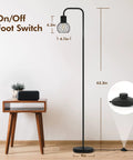 Industrial LED Floor Lamp Tall Standing Light With 6W Bulb Foot Switch No Fuss Easy Setup Metal Modern Floor Lamp 63.3-inch