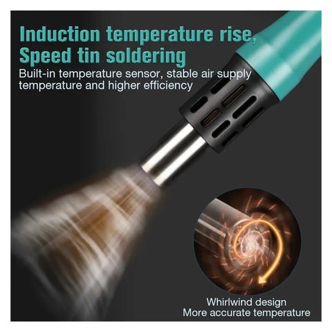 Pro Grade Soldering Iron Station And Hot Air Rework Tool 1500W illustrating induction temperature rise and tin soldering