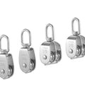 14 Piece M20 Rope Pulley Set In Stainless Steel With Crane Swivel Hooks Double Roller Pulleys 360 Degree Rotation Rust Proof And Weather Resistant Construction For Heavy Duty Hoisting, four pulleys