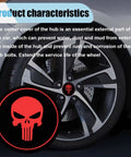 Level Up Your Ride Game With These Dope 4 Pack Skull Wheel Hub Center Caps Waterproof Metal Emblem Decals Weatherproof Rim Shields For Cars Trucks In Black And Red on car wheel.