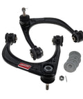 Beefed Up Adjustable Upper Control Arms With Forged Steel Construction For Alignment Correction, Improved Drivability, And Reduced Tire Wear, Move Tire Forward For Extra Clearance For Larger Tires Without Frame Or Fender Mods, OE Adjuster Compatible. Forged steel pair with hardware